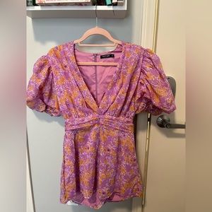 Purple with Orange Floral Romper